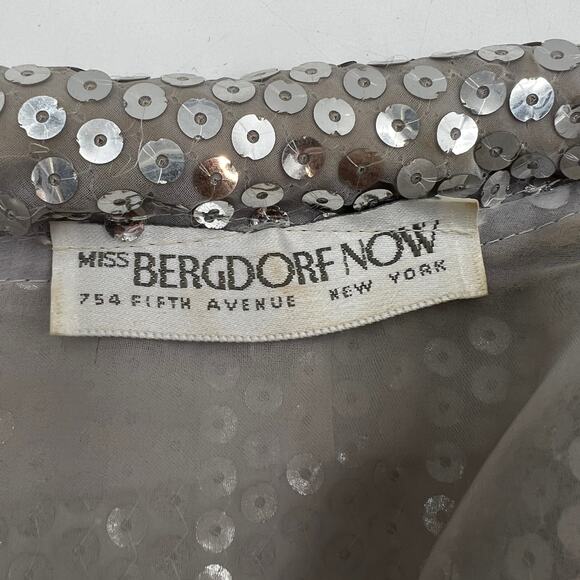 Vintage 80/90s Miss Bergdorf Sequins Mini Dress Set Silver - Picture 3 of 10